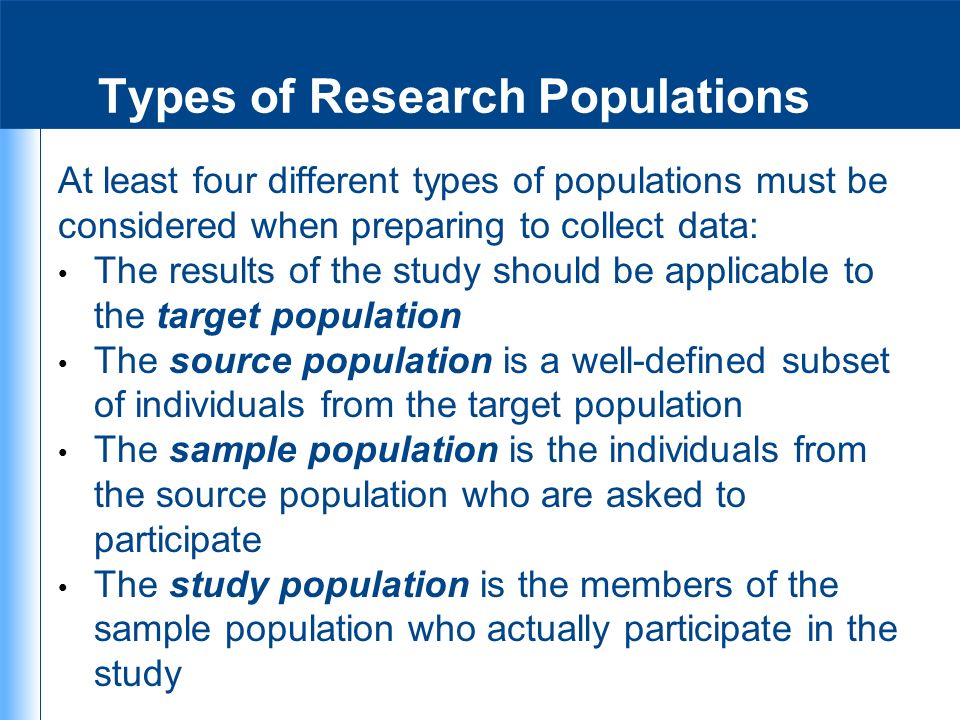 types of population in research