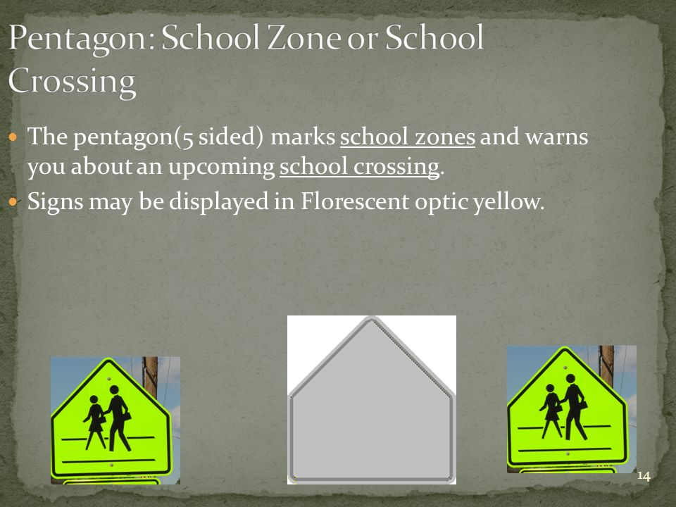 Pentagon School/Pedestrian Zone Crossing sign