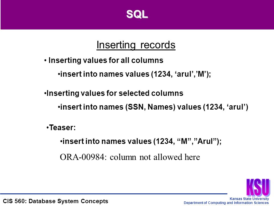 Kansas state university department of computing and information