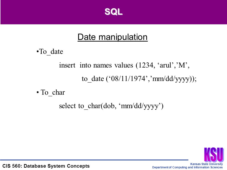 Kansas state university department of computing and information