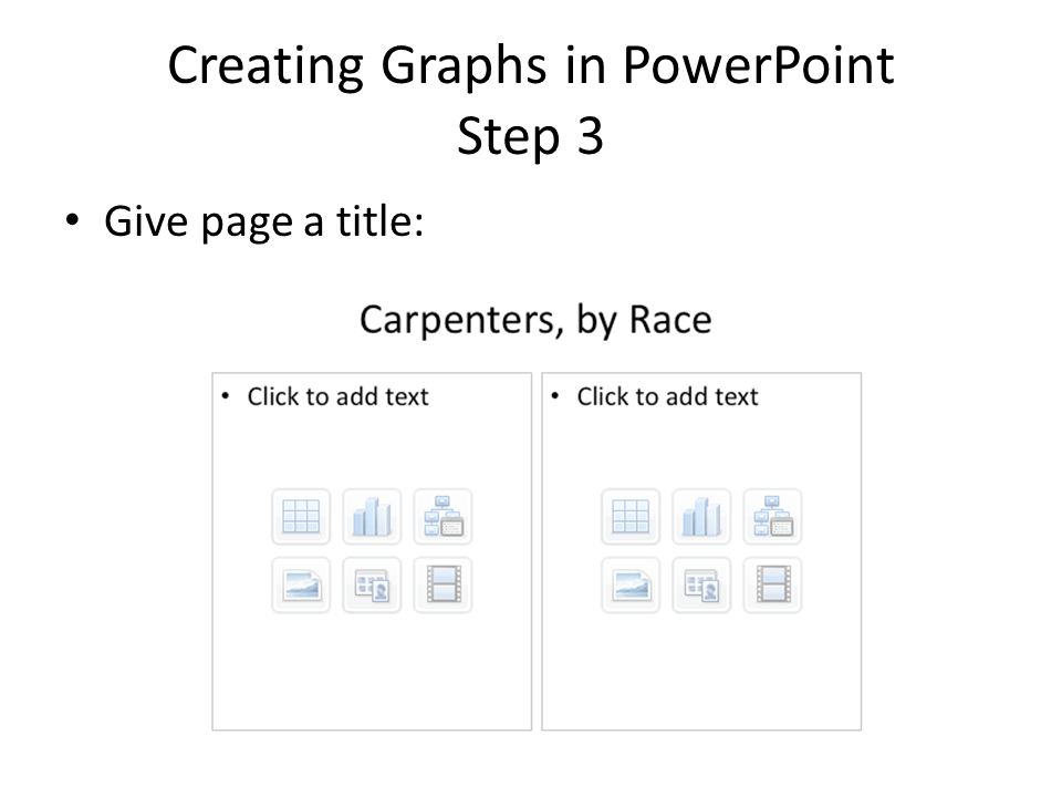 Creating Graphs in PowerPoint Step 3 Give page a title: