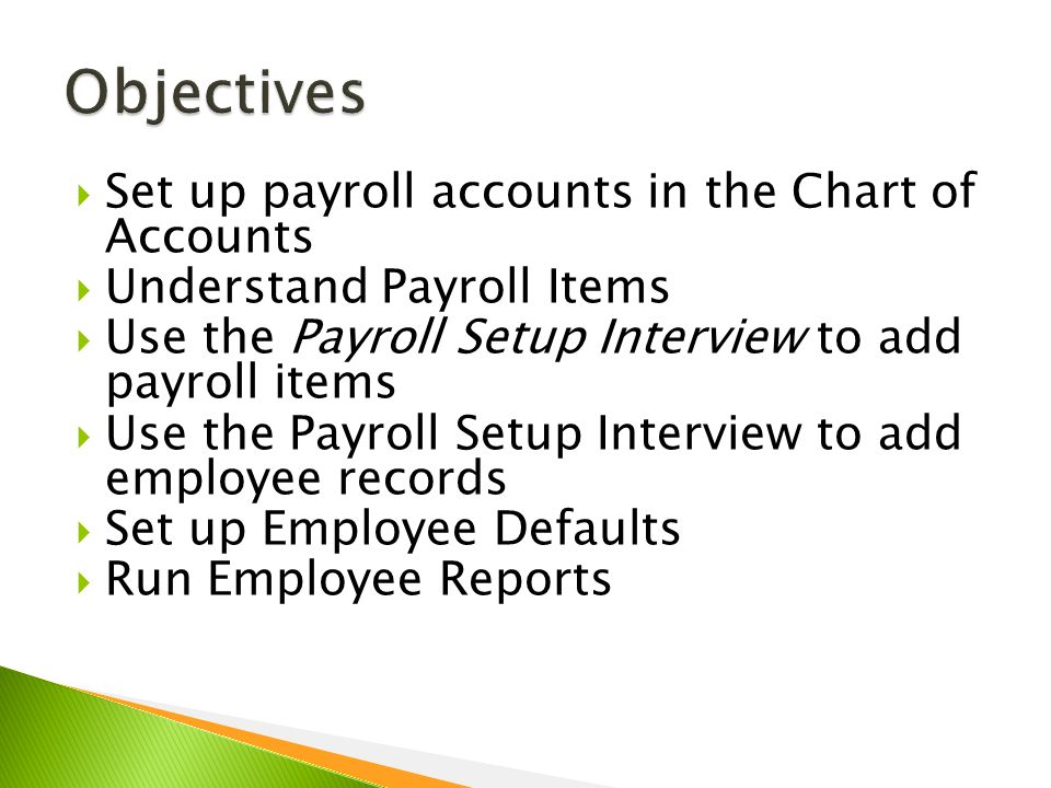 Chart Of Accounts Payroll Setup