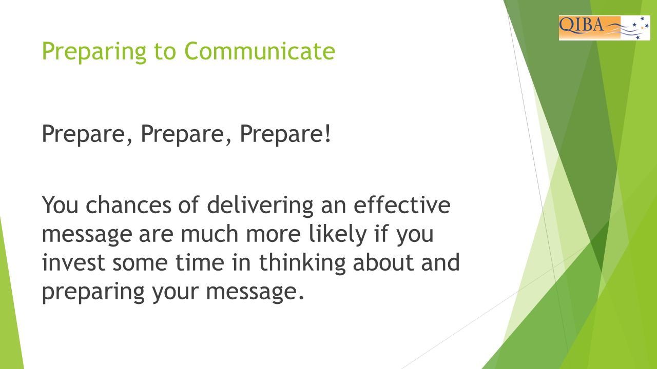 Preparing to Communicate Prepare, Prepare, Prepare.