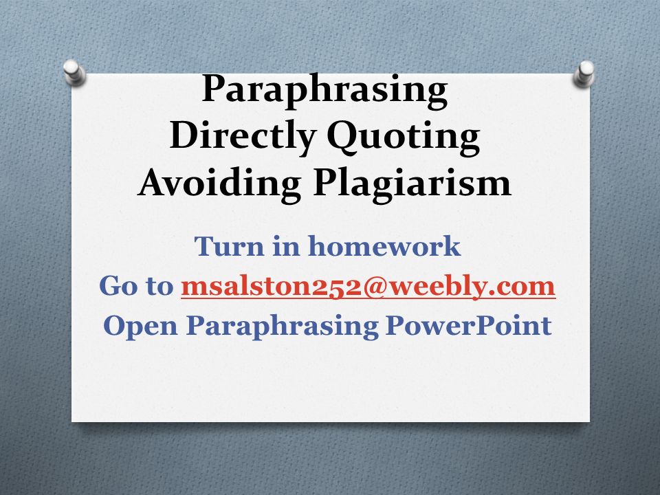 paraphrasing directly quoting avoiding plagiarism turn in plagiarism powerpoint
