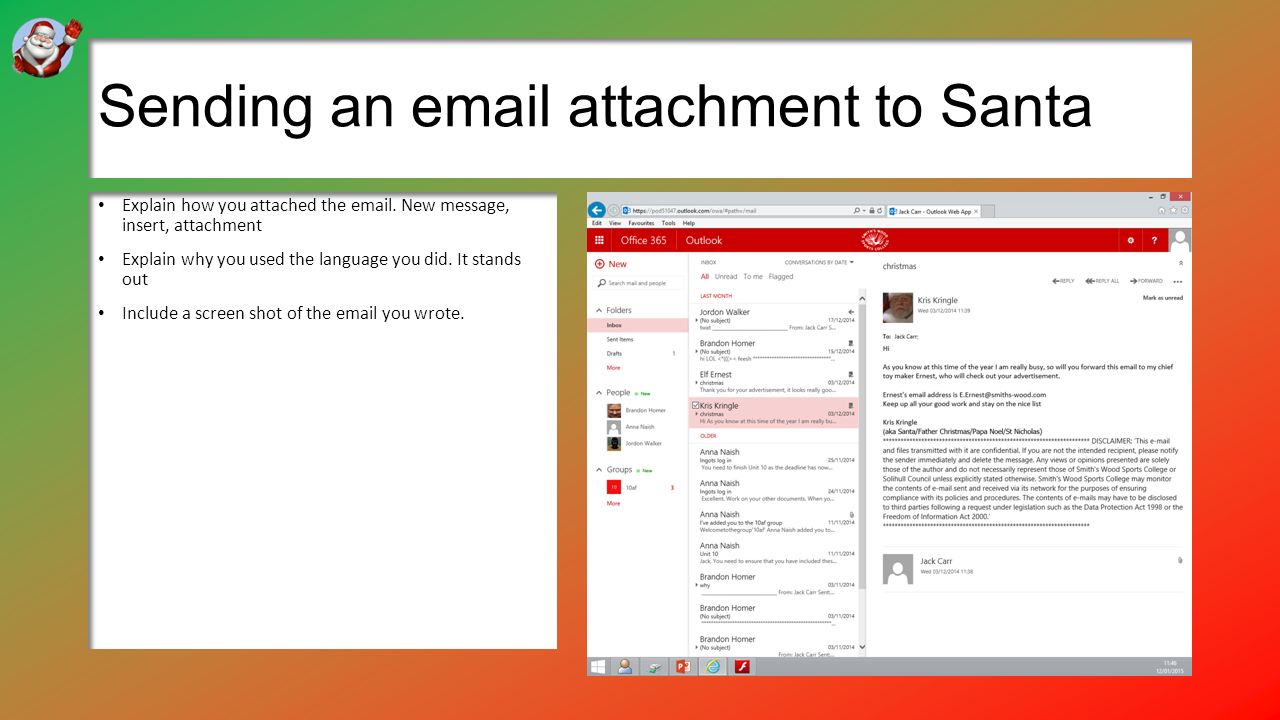 Santa S S By Jack Carr Sending An Attachment To Santa Explain How You Attached The New Message Insert Attachment Explain Why You Ppt Download