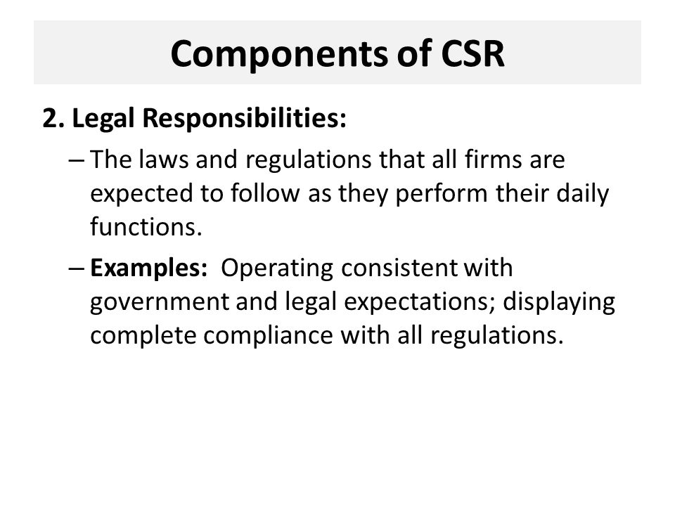 Components of CSR 1.