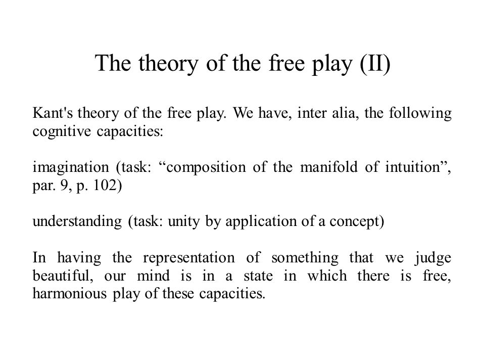 The theory of the free play (II) Kant s theory of the free play.