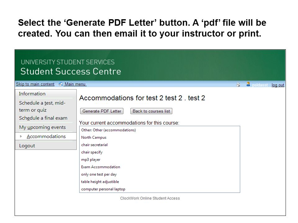 Select the ‘Generate PDF Letter’ button. A ‘pdf’ file will be created.