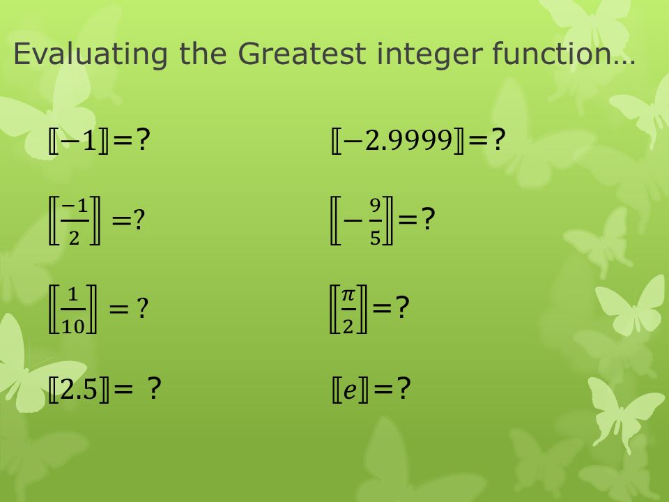 Evaluating the Greatest integer function…