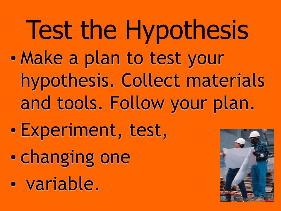 Make a plan to test your hypothesis. Collect materials and tools.