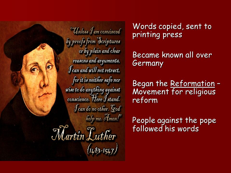 words to describe martin luther reformation