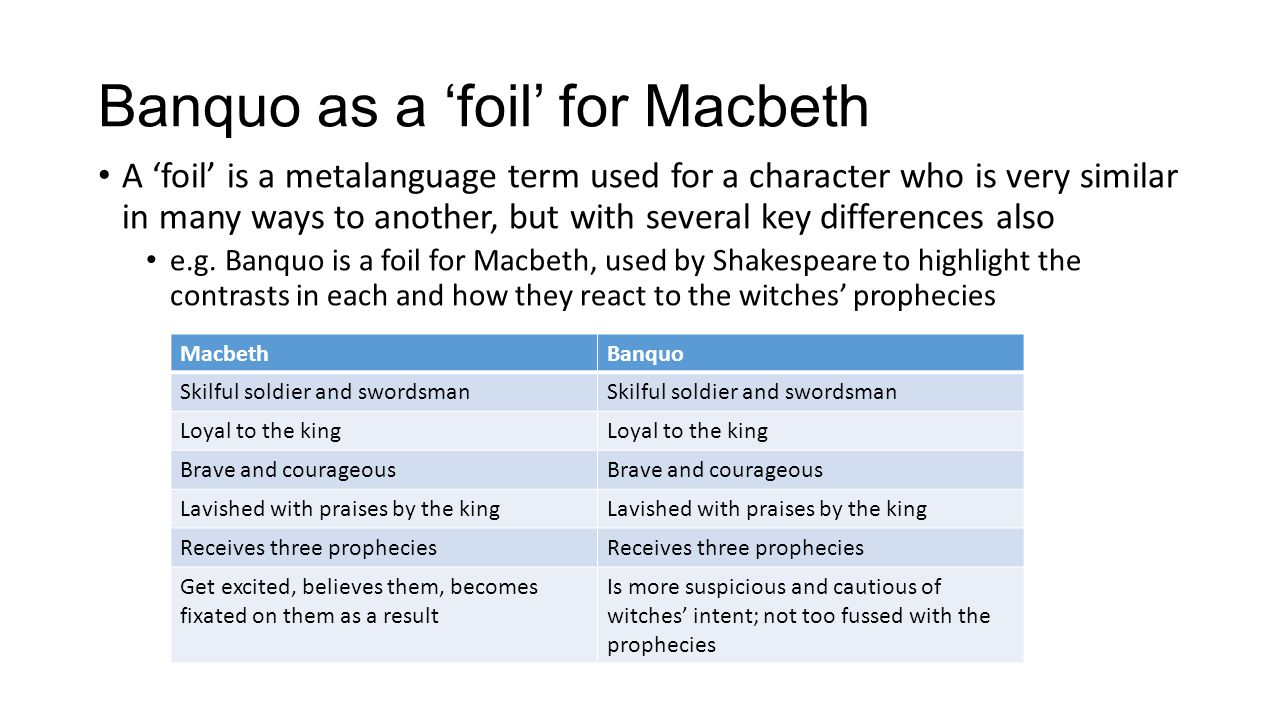 how does banquo serve as a foil to macbeth