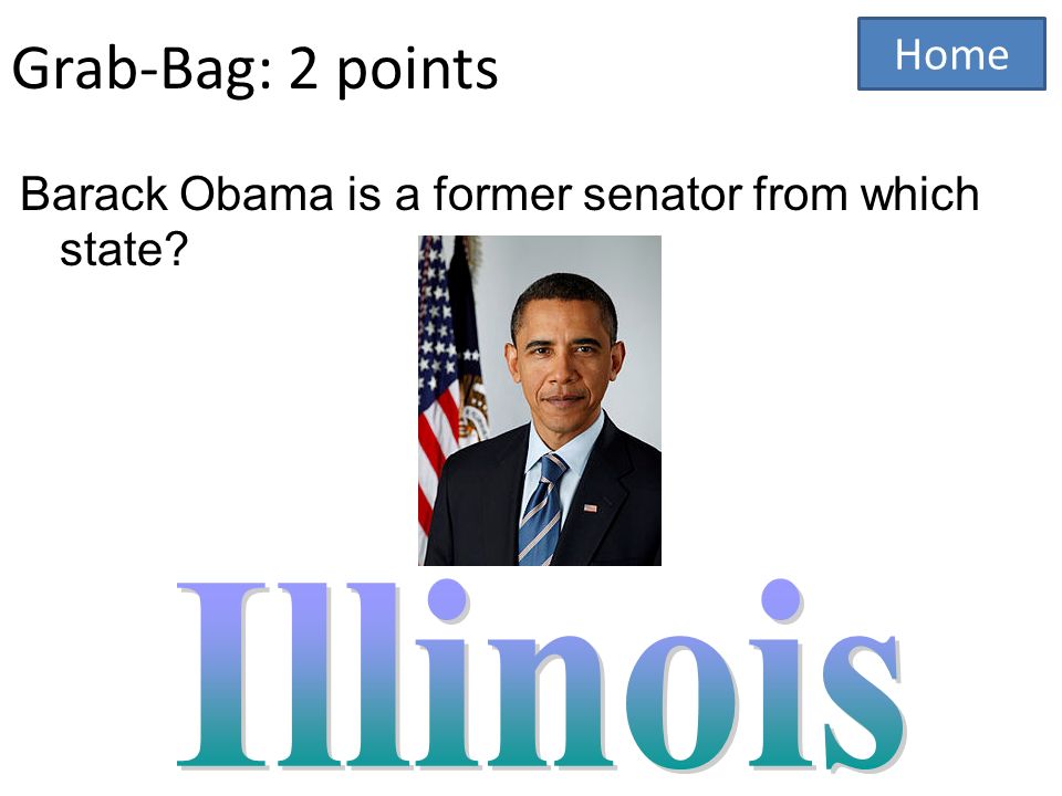 Grab-Bag: 1 point Home Name the last democratic president before President Obama.