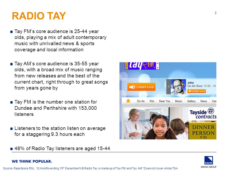 RADIO TAY RAJAR Q RADIO TAY □Tay FM's core audience is year olds, playing a  mix of adult contemporary music with unrivalled news & sports. - ppt  download