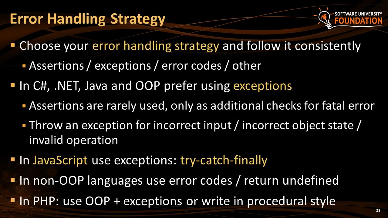 manejo de errores y excepciones que tienen aserciones en C#