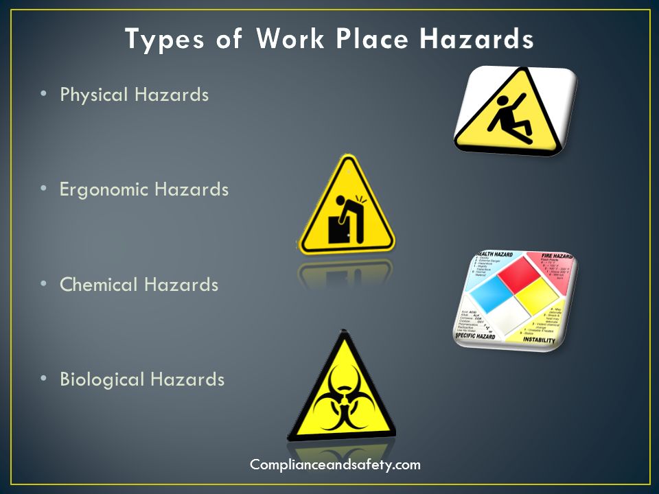 Physical Hazards Ergonomic Hazards Chemical Hazards Biological Hazards Comp...