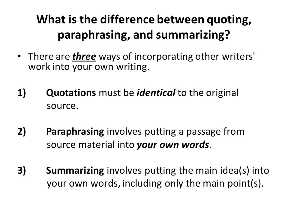 Paraphrase: Write it in Your Own Words Gorman Harrison Prep Spring ppt ...