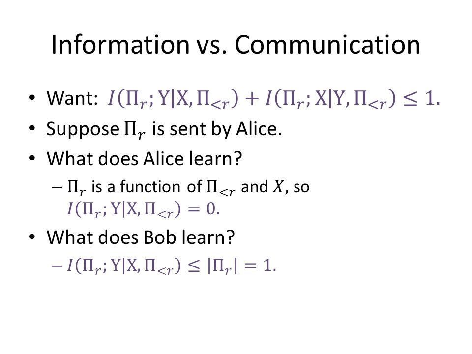 Information vs. Communication