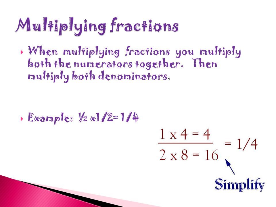  When subtracting fractions subtract only the numerator. Example: 2/3 -1/3=