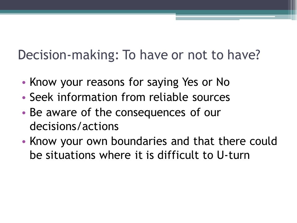 saying yes/no in decision making