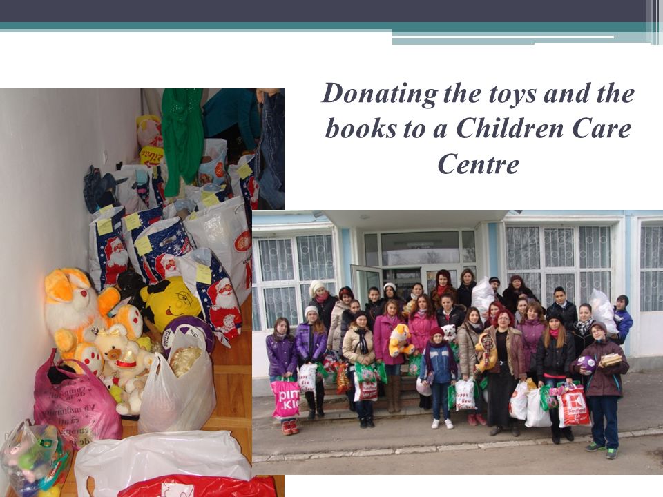 Donating the toys and the books to a Children Care Centre