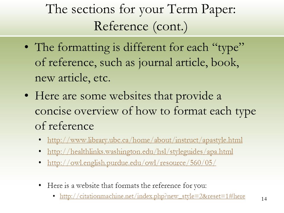 term paper formats