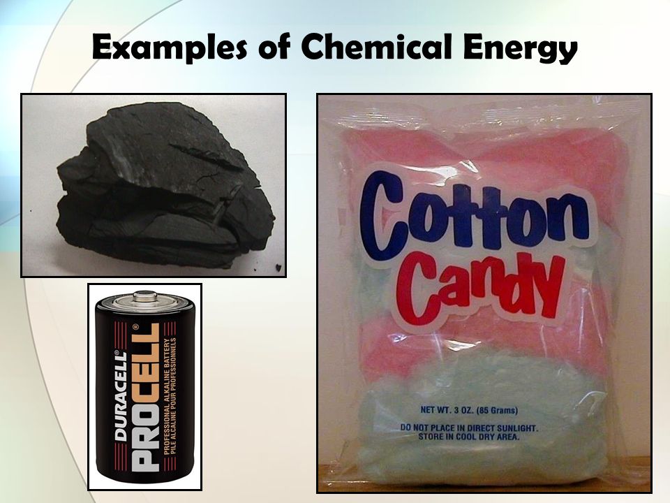 What is Chemical Energy. o Energy that is available for release from chemical reactions.