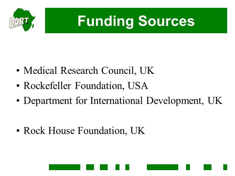 Funding Sources Medical Research Council, UK Rockefeller Foundation, USA Department for International Development, UK Rock House Foundation, UK