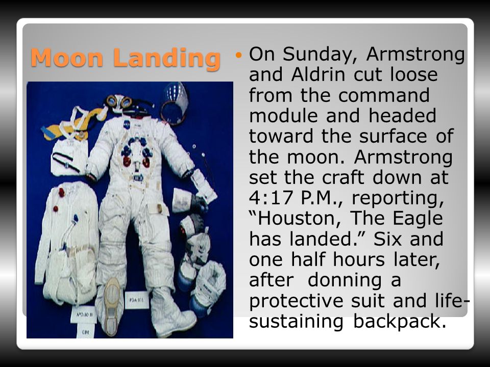 The Moon Landing By; Coleman G. Apollo 11 crew On 16 July 1969, half a  million people gathered near Cape Canaveral, Florida. Their attention was  focused. - ppt download