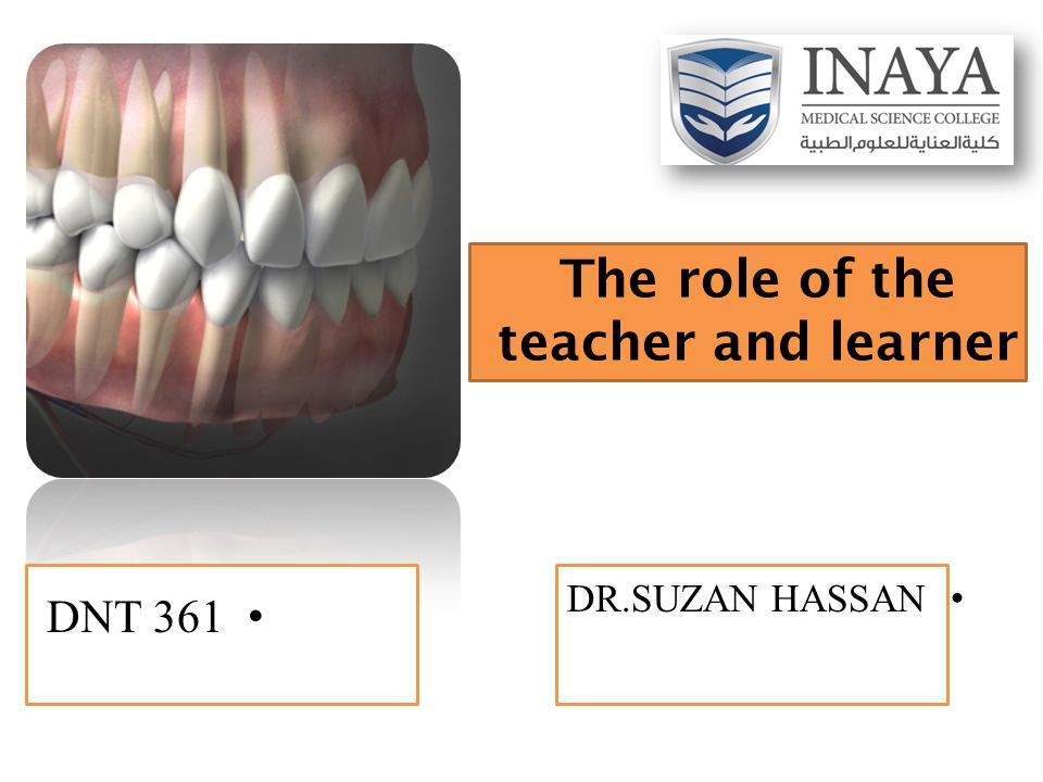 The role of the teacher and learner DR.SUZAN HASSAN DNT 361