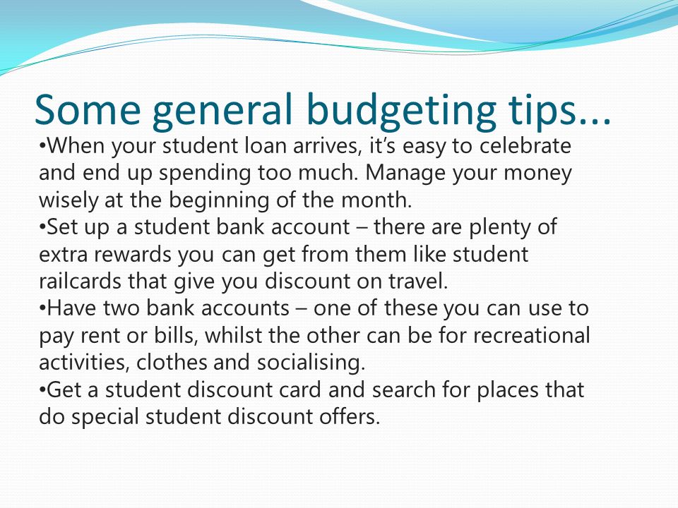 Some general budgeting tips...