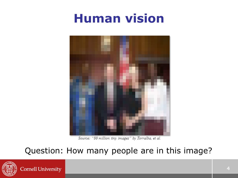 Human vision 4 Question: How many people are in this image.