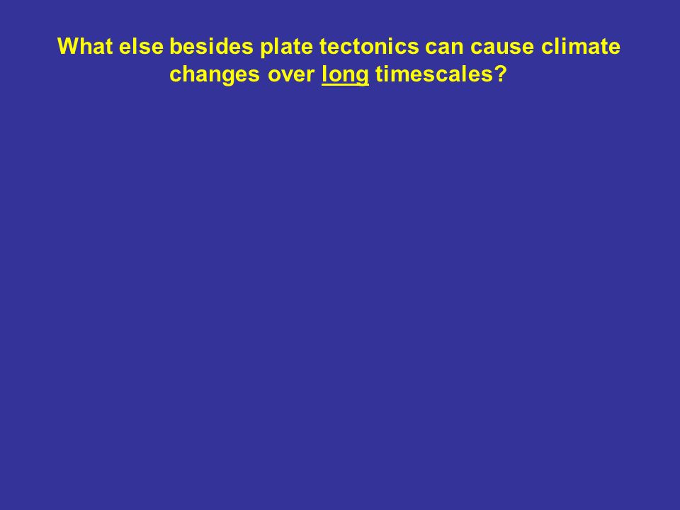 What else besides plate tectonics can cause climate changes over long timescales
