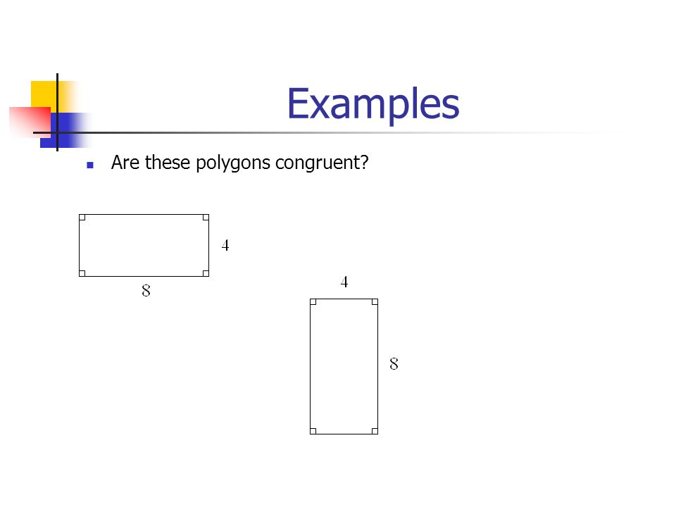 Examples Are these polygons congruent