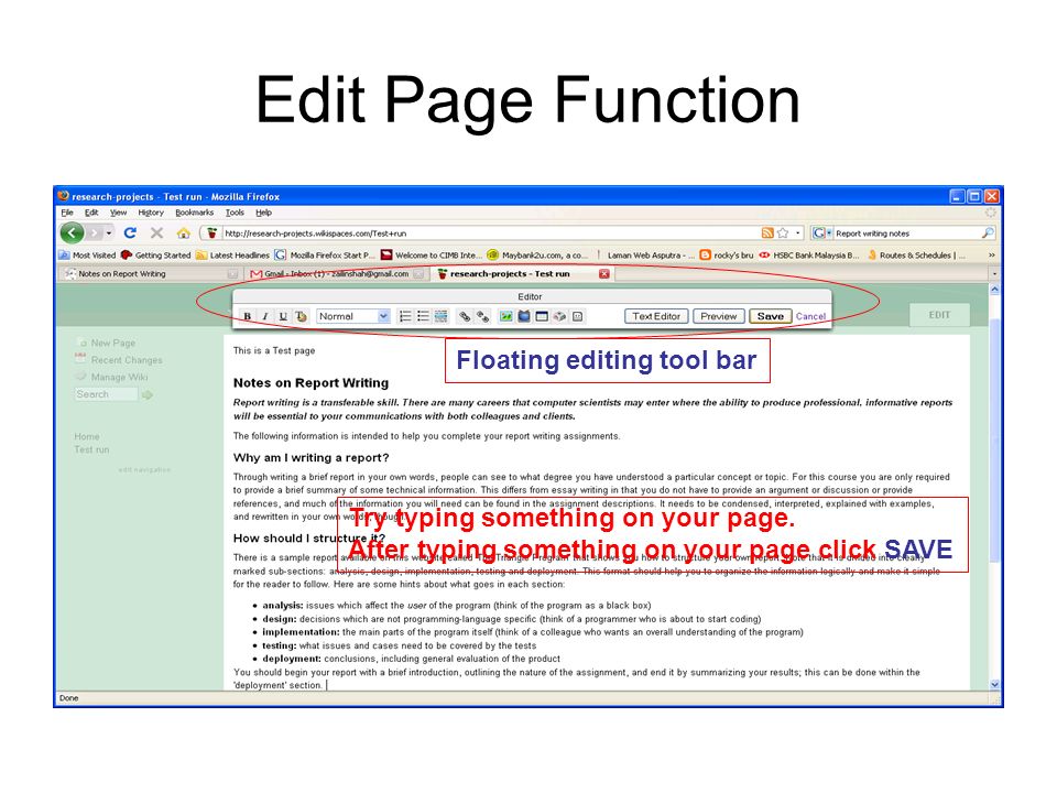 Edit Page Function Try typing something on your page.