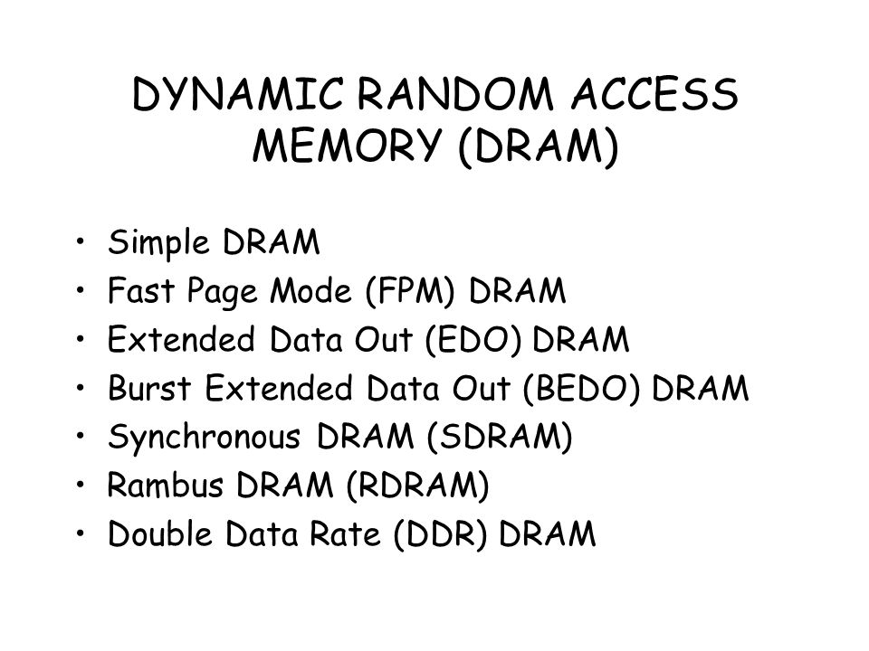 Dynamic Random Access Memory (DRAM) CS 350 Computer Organization Spring  2004 Aaron Bowman Scott Jones Darrell Hall. - ppt download