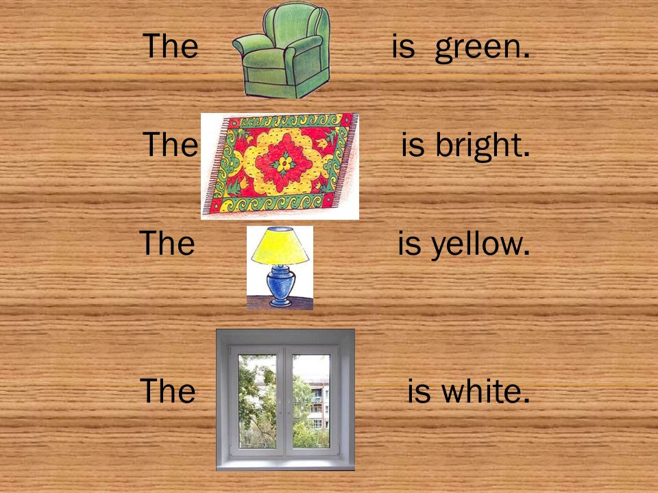 The is green. The is bright. The is yellow. The is white.