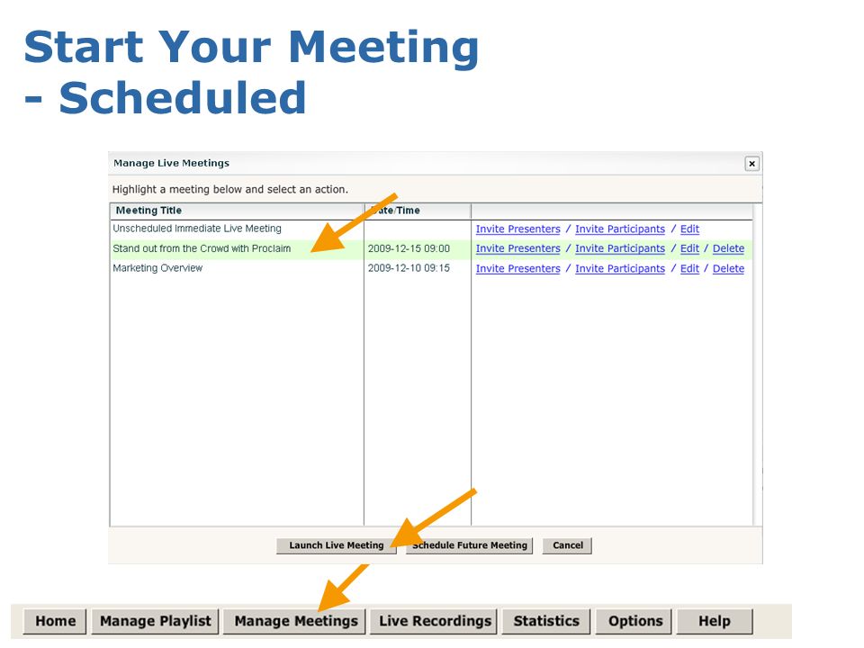 Start Your Meeting - Scheduled