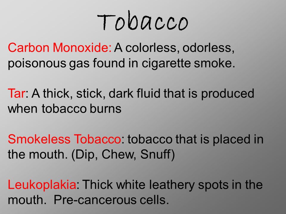 Ingredients found in tobacco Ingredients found in tobacco