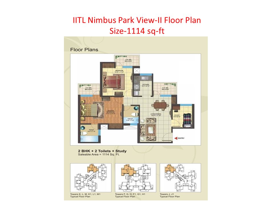 IITL Nimbus Park View-II Floor Plan Size-1114 sq-ft