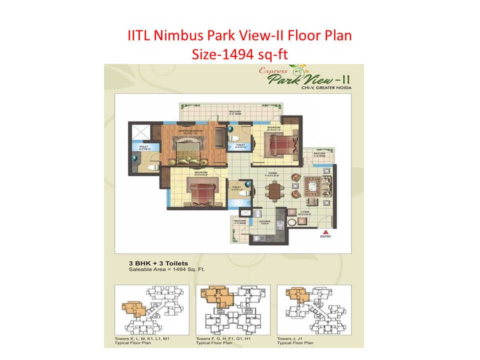 IITL Nimbus Park View-II Floor Plan Size-1494 sq-ft
