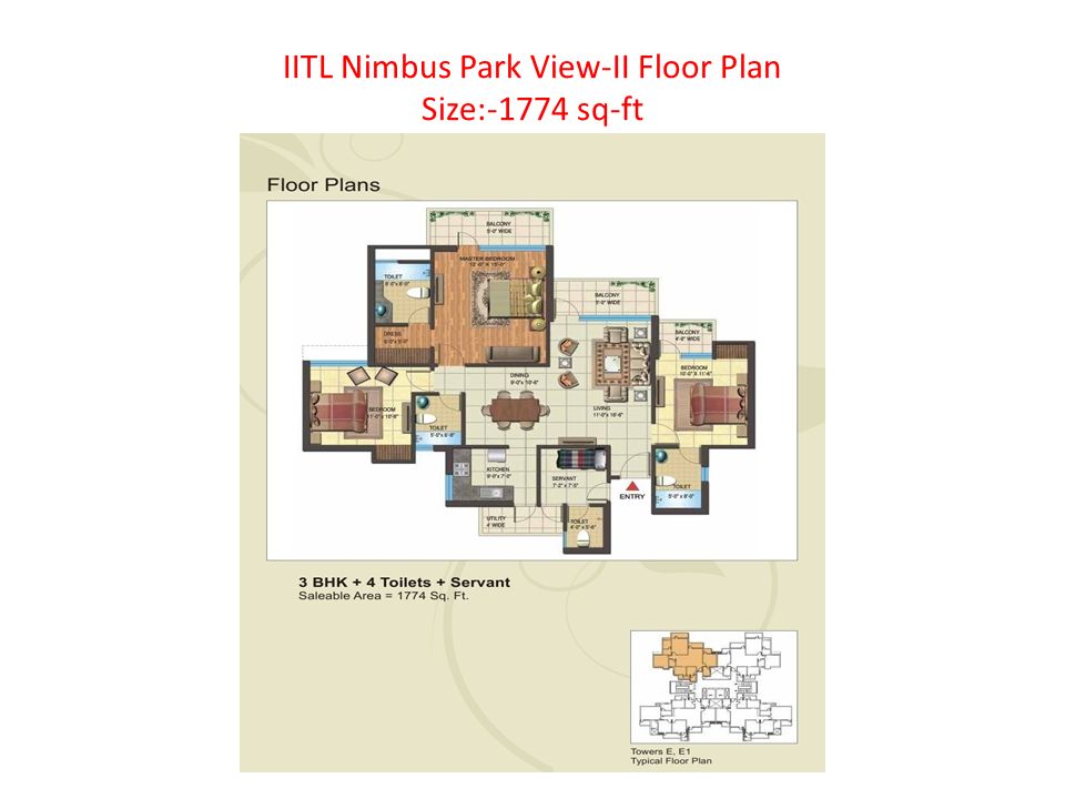 IITL Nimbus Park View-II Floor Plan Size:-1774 sq-ft