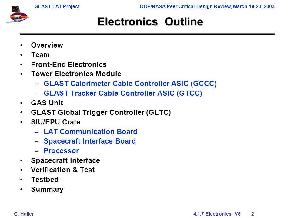 GLAST LAT ProjectDOE/NASA Peer Critical Design Review, March 19-20, 2003 G.