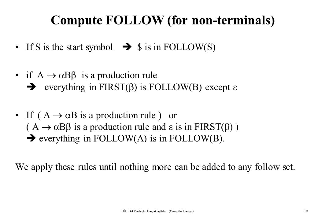 first and follow in compiler design
