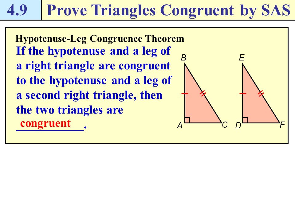 Right Triangle Congruence Theorem - Examples and Solutions