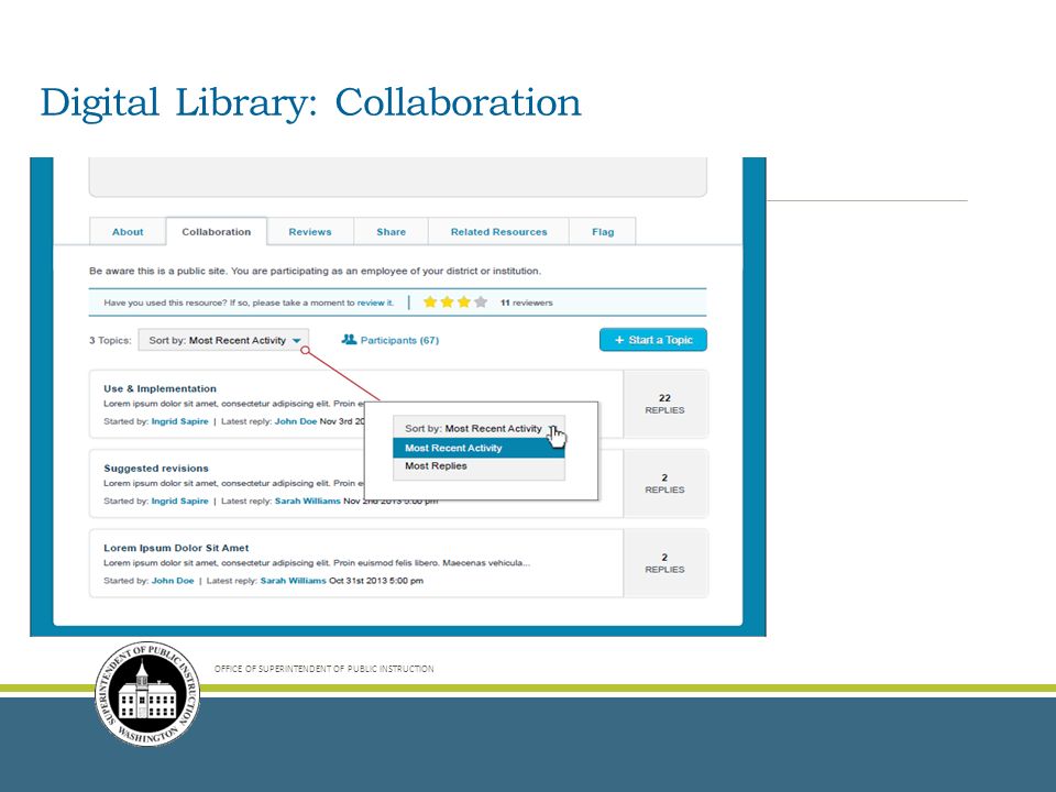 Digital Library: Collaboration OFFICE OF SUPERINTENDENT OF PUBLIC INSTRUCTION