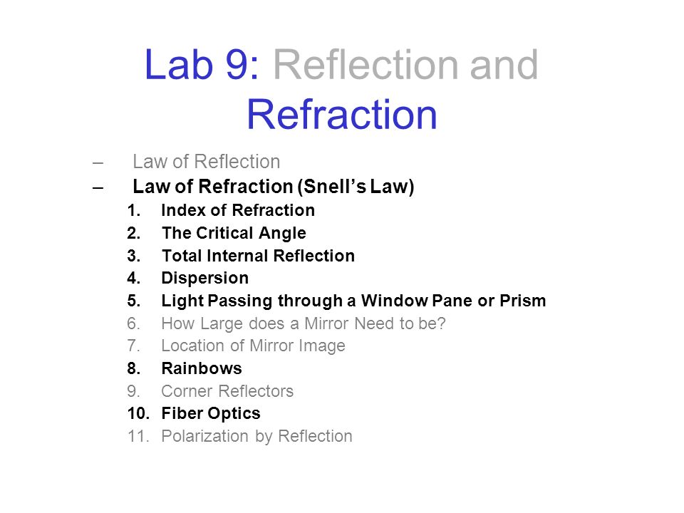reflection and refraction lab