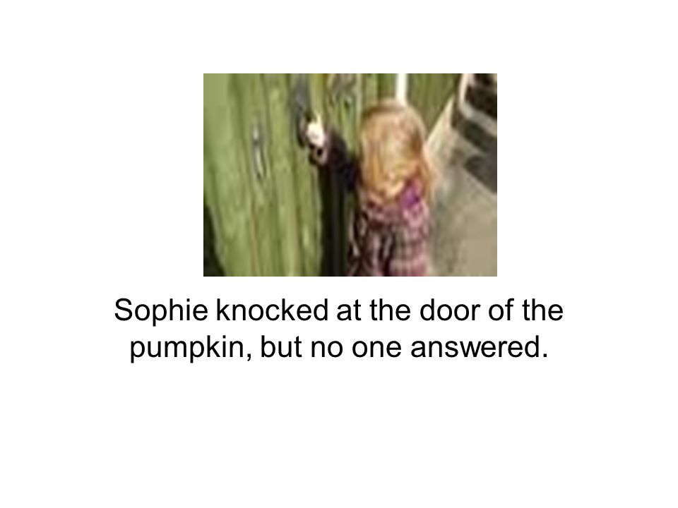 Sophie knocked at the door of the pumpkin, but no one answered.