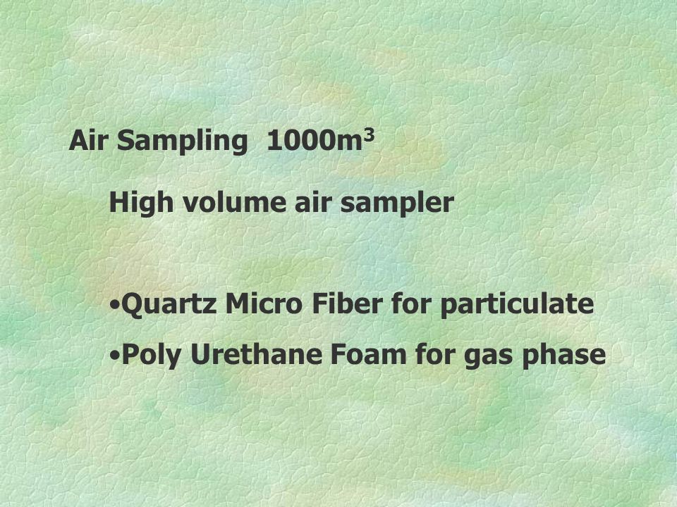 Air Sampling 1000m 3 High volume air sampler Quartz Micro Fiber for particulate Poly Urethane Foam for gas phase