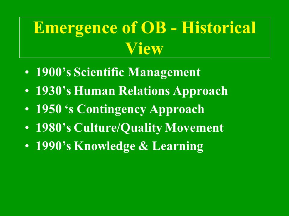 Lecture 2 THE ORIGINS OF ORGANIZATIONAL BEHAVIOR. - ppt download